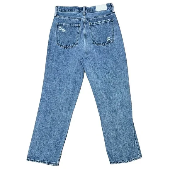 Pistola Anthropologie Women 26 jeans Cassie High Rise Straight Blue Distressed - Picture 3 of 14